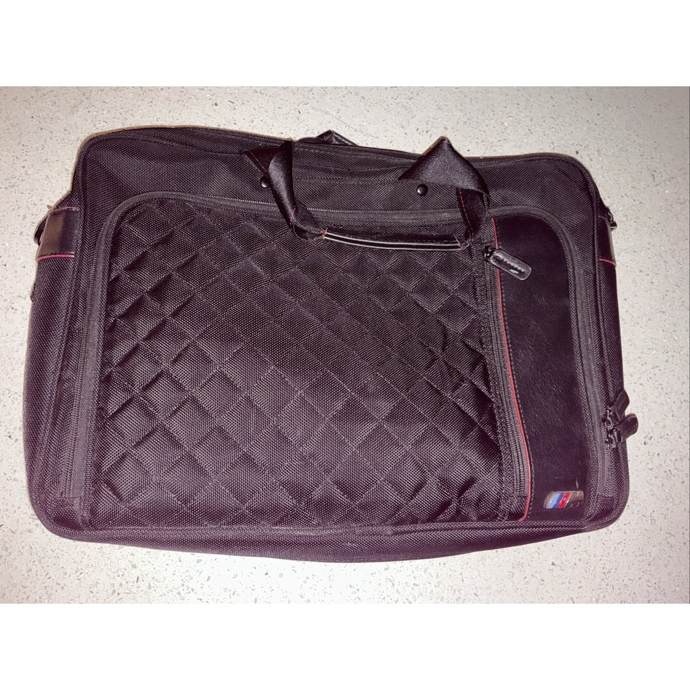 BMW M Logo Laptop Bag Briefcase Zippered Pockets M Series High Performance Black
